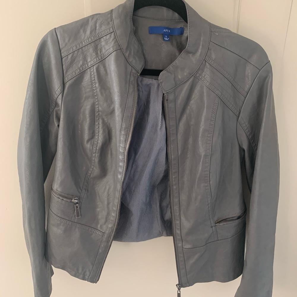Apt 9 gray Faux Leather Jacket